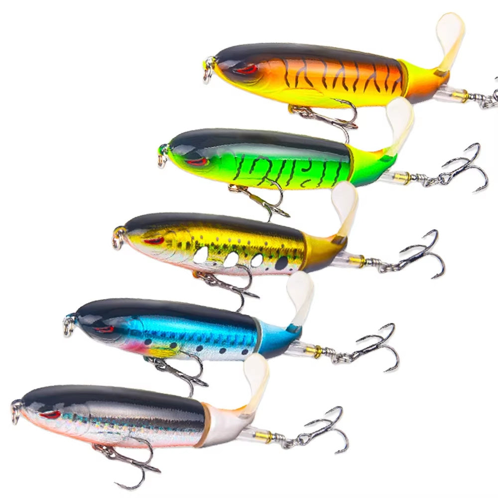5 Stück 1Set 13g 10cm Top Wasser Bleistift Angel köder harten Köder mit schwimmendem rotierenden Schwanz für Bass forelle Süßwasser Salzwasser