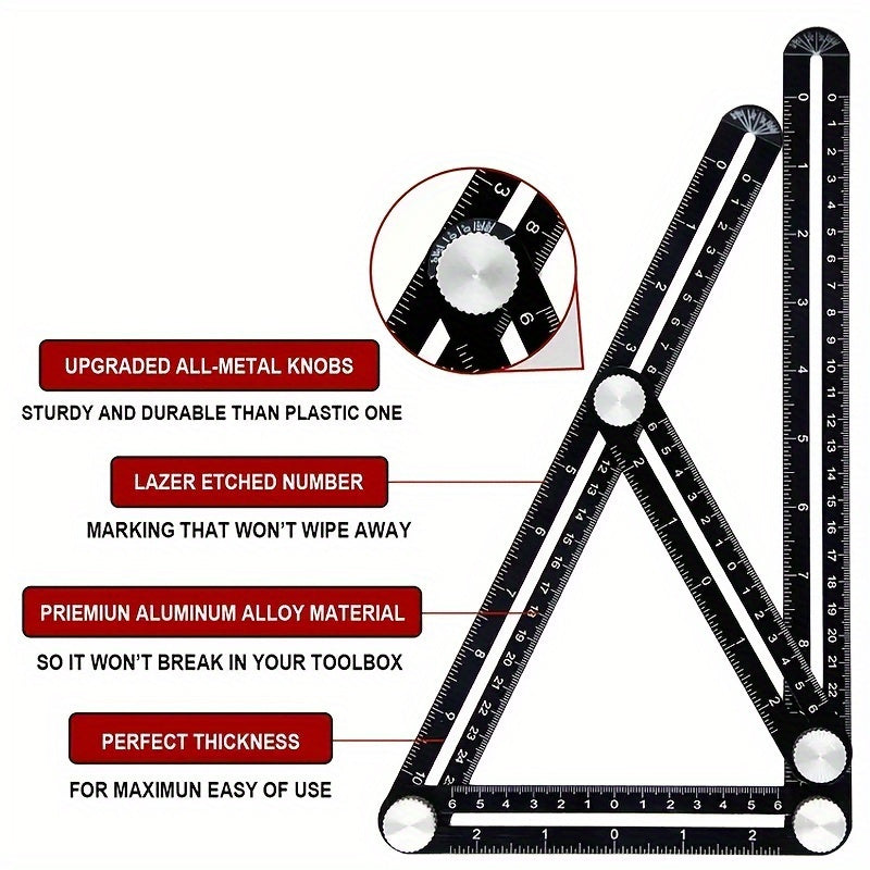 1pc 6 Folding Ruler Plus Positioner Upgrade Your DIY Projects With A Professional Multi-angle Measuring Ruler - A Construction Tool For Wood, Tile, Flooring And More!