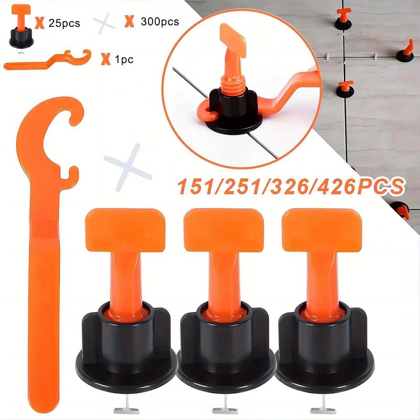 151/251/326/426 PCS Tile Leveler Decorative Tools - Reusable Ceramic Tile Leveling Tools - Floor Wall Spacers - Positioning Spacers - PP Material - No Electronic Parts - No Battery - No Power Source