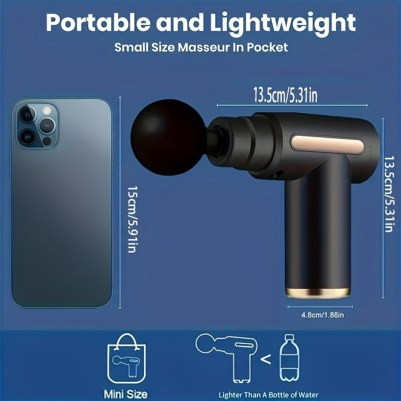 1pc Rechargeable Portable Massage Gun with LED Touch Screen, 4 Interchangeable Heads, USB Charging, 800mAh Lithium Battery - Deep Tissue Percussion Massager for Muscle Relief, Fitness & Recovery, Ideal Gift for Men & Women