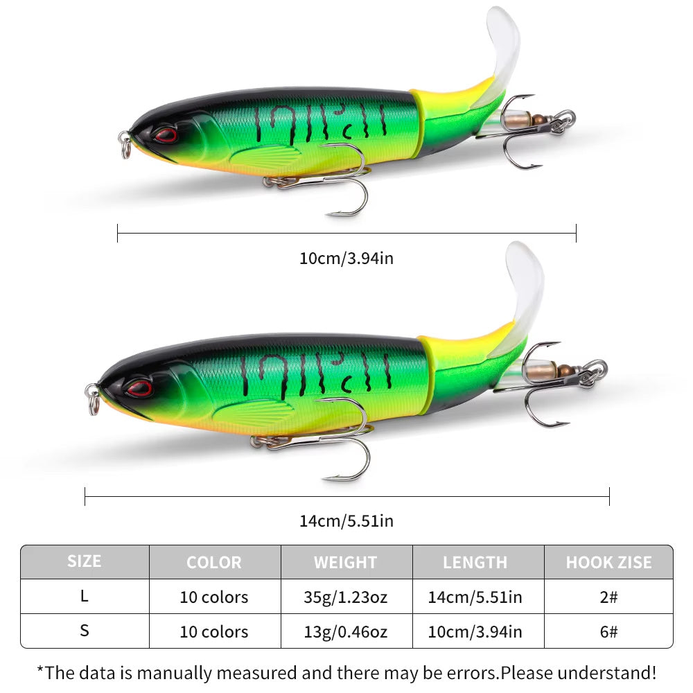5 Stück 1Set 13g 10cm Top Wasser Bleistift Angel köder harten Köder mit schwimmendem rotierenden Schwanz für Bass forelle Süßwasser Salzwasser