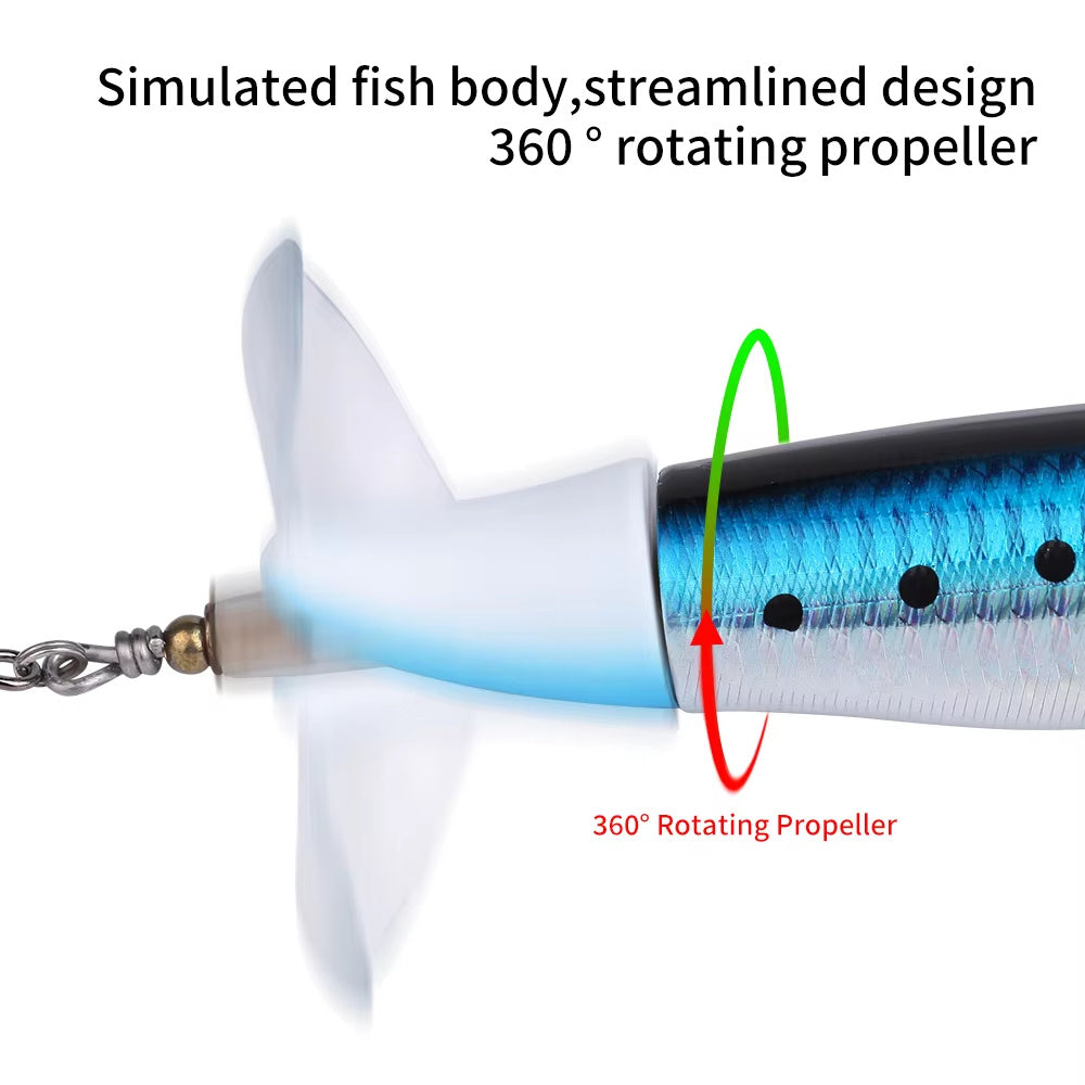 5 Stück 1Set 13g 10cm Top Wasser Bleistift Angel köder harten Köder mit schwimmendem rotierenden Schwanz für Bass forelle Süßwasser Salzwasser