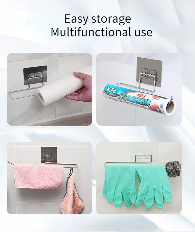 4/1PCS Kitchen Paper Holder Towel Storage Hook Toilet Paper Holder Towel Stand Storage Rack Tissue Holder Bathroom Organizer