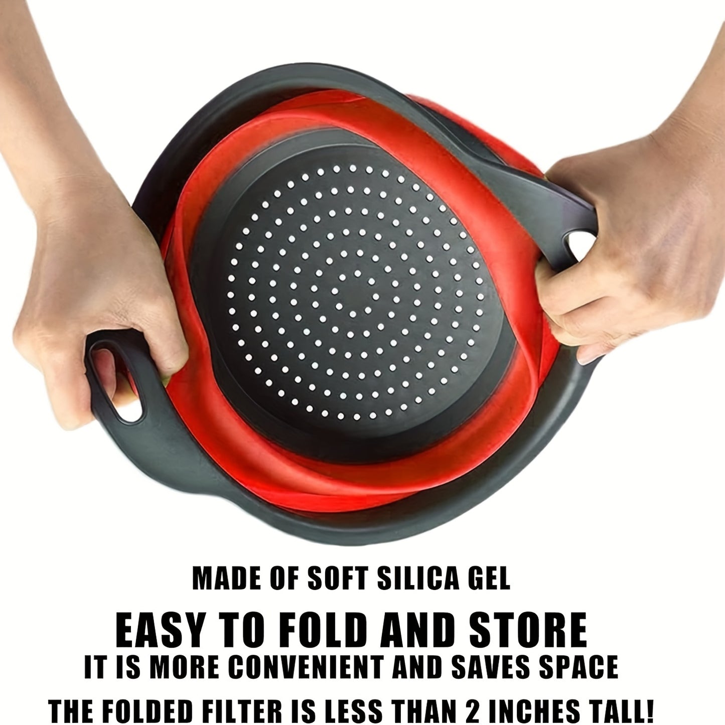 1/2 piece of circular blue suit foldable silicone kitchen drop funnel - a large, a small, very suitable for drain pasta, vegetables and fruits (green, red, blue) Kitchen Accessories