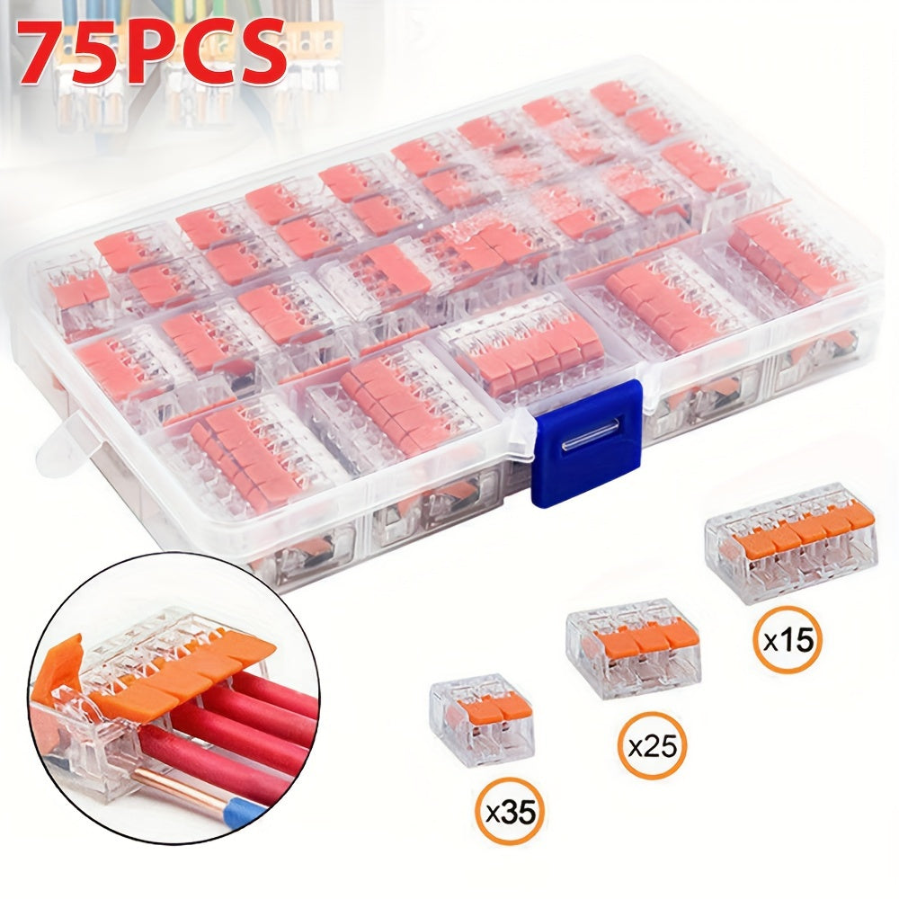 Cable Connector Cable Clamps Electric, Pack Of 75/90pcs Connection Clamps Clamp With Actuation Lever, 4 Mm² Conductor Clamp Lustre Terminals Connection Clamp Can Be Combined For Fixed Cable 2-3-5 Conductors