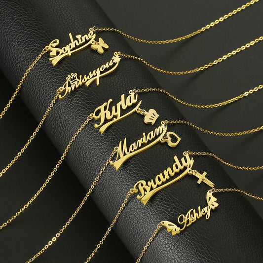 Edelstahl personal isierte Name Halskette Flügel Liebe DIY Geschenk