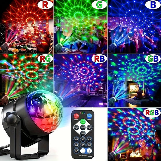 A LED Magic Ball Stage Light, DJ Party Disco Light, USB Powered, 7-color Remote Control Atmosphere Light, Night Light, Suitable For Home Decoration KTV Wedding Performance, Holiday Party Decoration. Birthday Gift, Room Decora