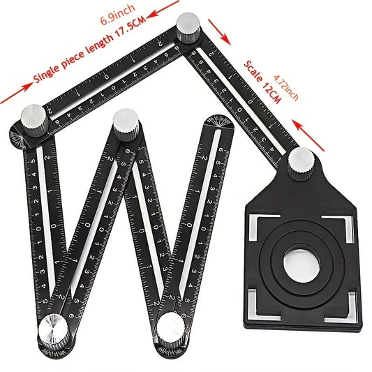 1pc 6 Folding Ruler Plus Positioner Upgrade Your DIY Projects With A Professional Multi-angle Measuring Ruler - A Construction Tool For Wood, Tile, Flooring And More!
